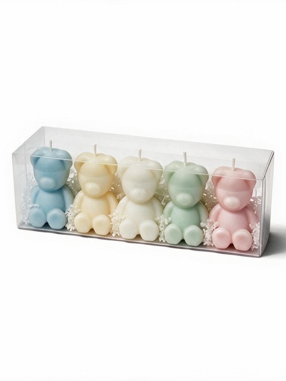 Pastel Teddy Bear Decorative Candles - Set of 5